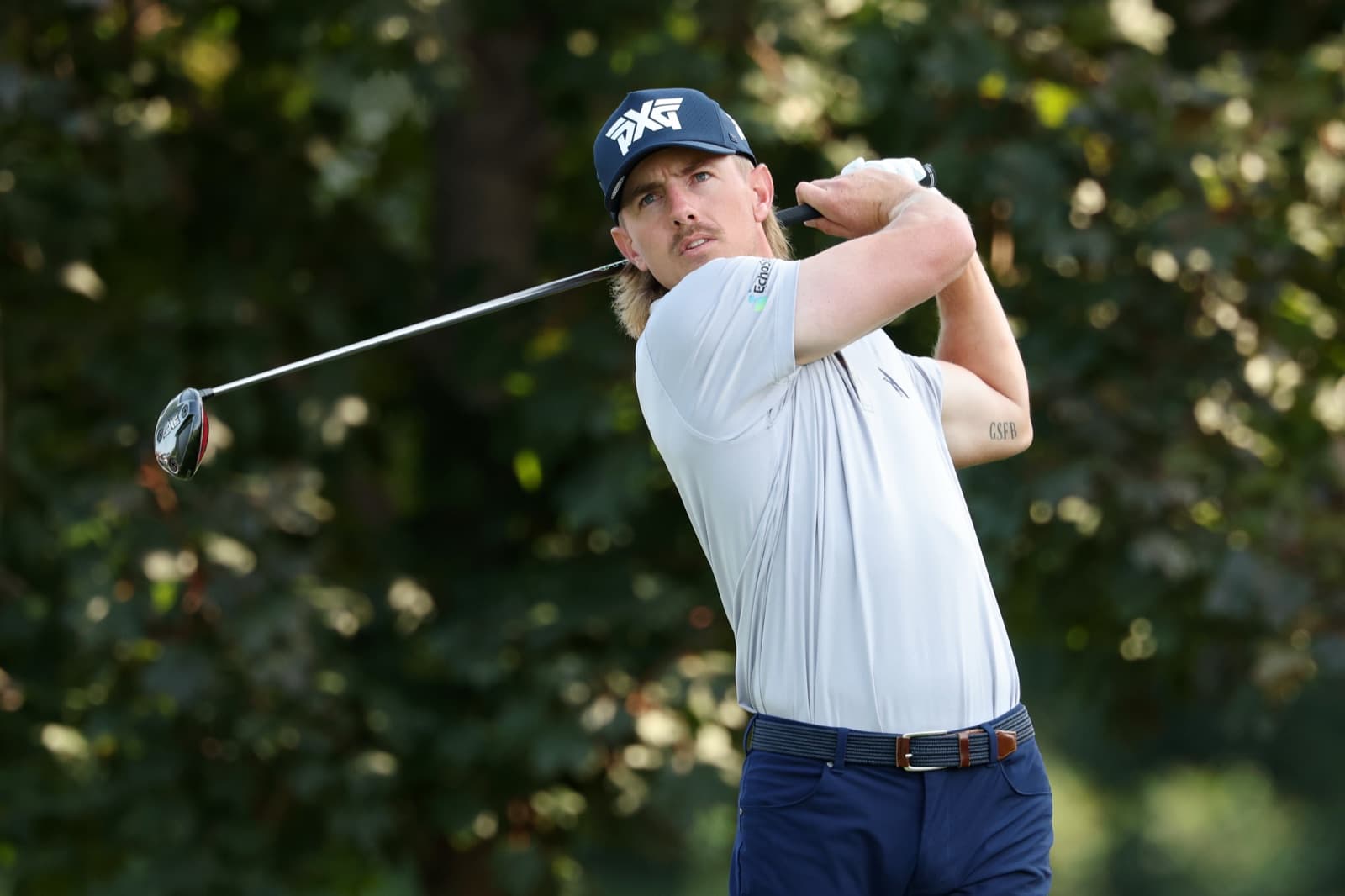 PGA TOUR pro Jake Knapp mid-swing